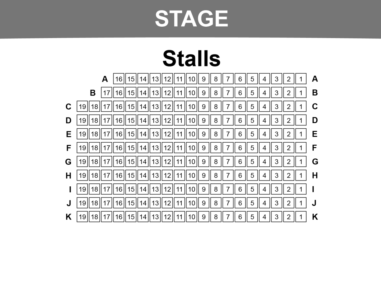 Marylebone Theatre Seating plan
