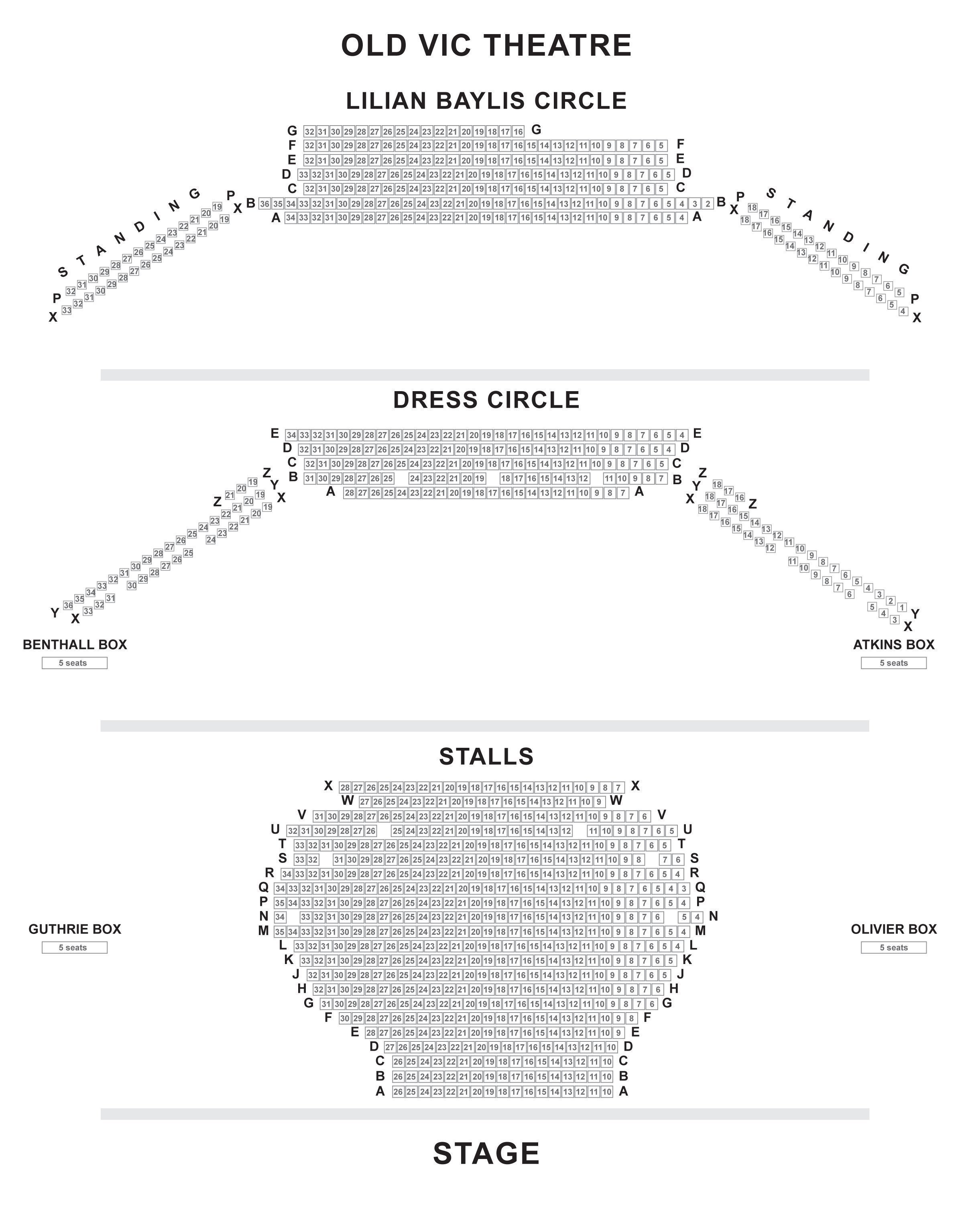 Old Vic Theatre Seating Plan - Mood Music, Sea Wall, A Monster Calls - London Box Office