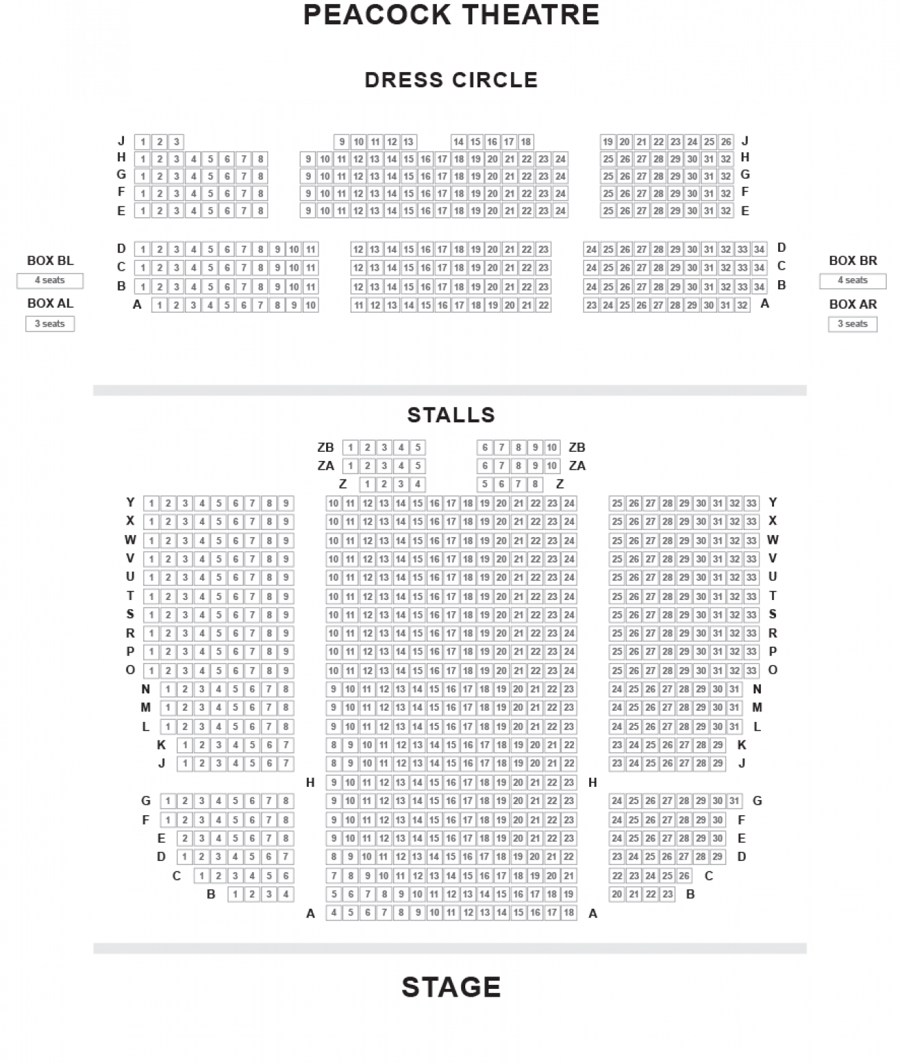 Peacock Theatre Seating plan Peacock Theatre Seating plan