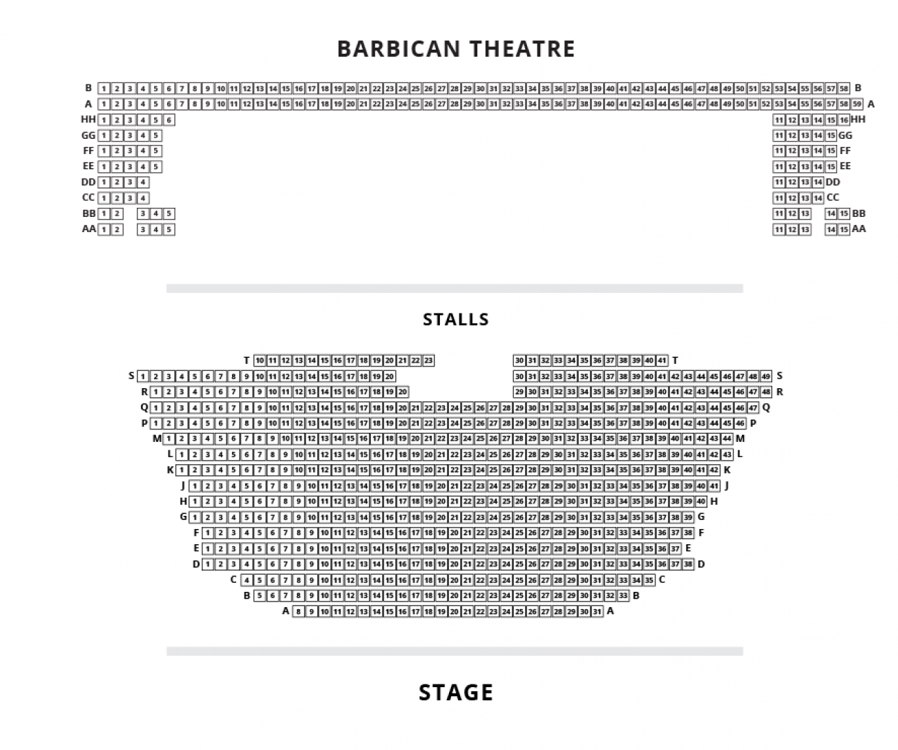 Barbican Theatre Seating plan Barbican Theatre Seating plan