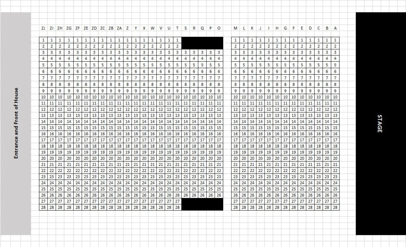 King's Cross Theatre (South Entrance) Seating plan