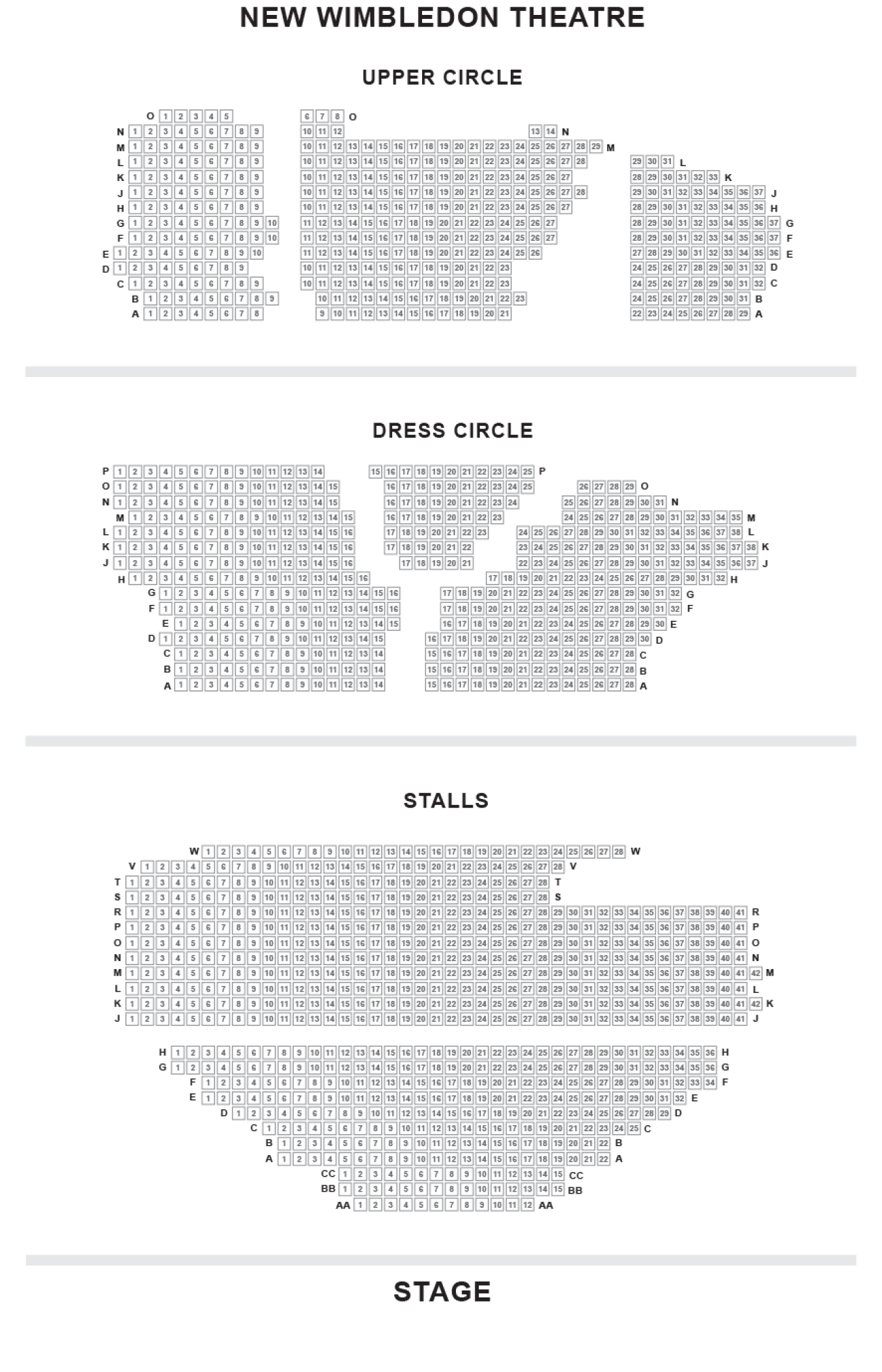 New Wimbledon Theatre Seating plan New Wimbledon Theatre Seating plan