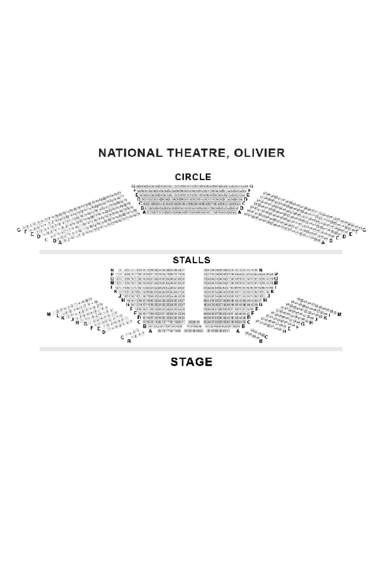 Olivier Theatre (National Theatre) Seating plan