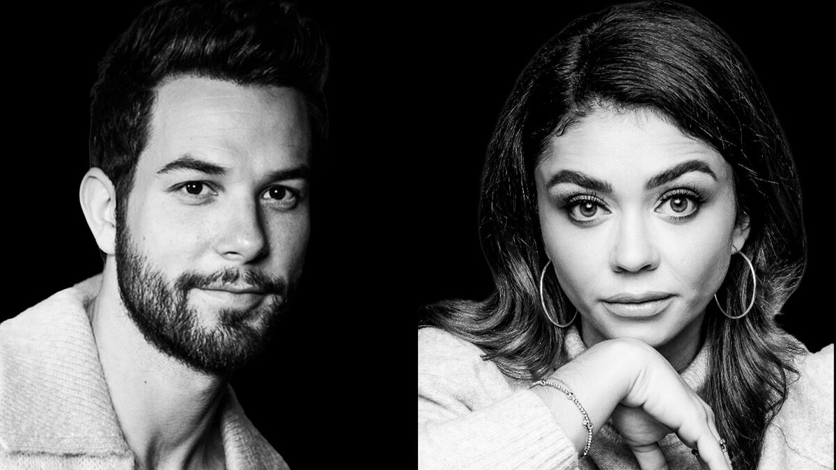 Skylar Astin and Sarah Hyland