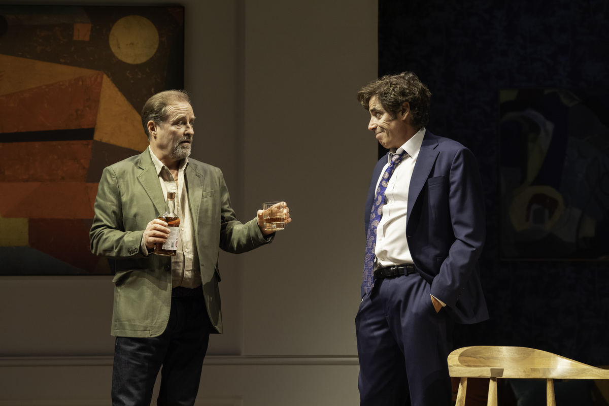 Ardal O'Hanlon as Paul and Stephen Mangan as Michel in The Truth (c) Johan Persson