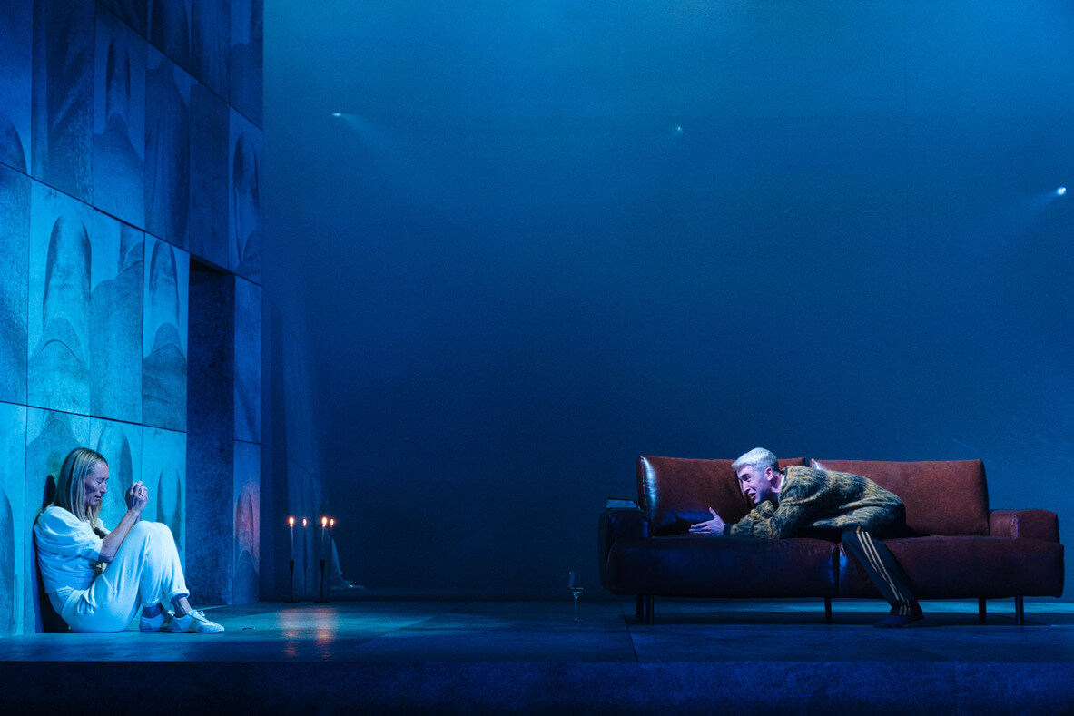 Victoria Smurfitt and Callum Scott Howell in GHOSTS. Photo by Helen Murray