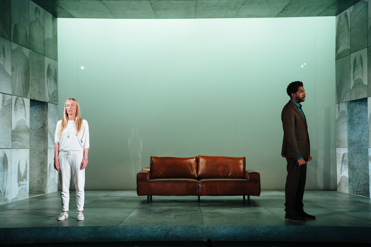 Victoria Smurfitt and Rhashan Stone in GHOSTS. Photo by Helen Murray
