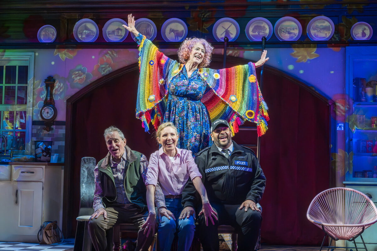 Maureen Lipman, John Middleton, Elizabeth Bower and Bailey Patrick in Allegra at Harold Pinter Theatre. Photo Marc Brenner