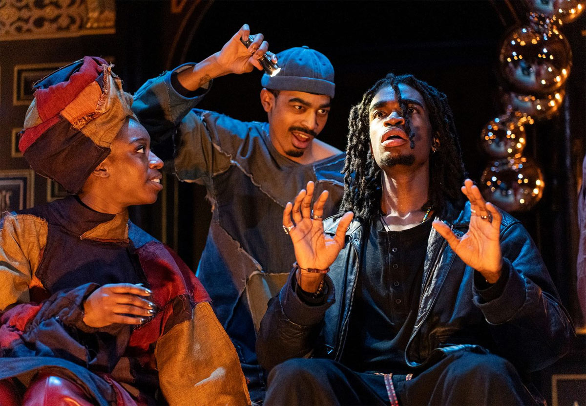 Aminita Francis as SK Good, Imani Yahshua as SK Evil and Jayden Elijah as Deep in Deep Azure c. Sam Taylor