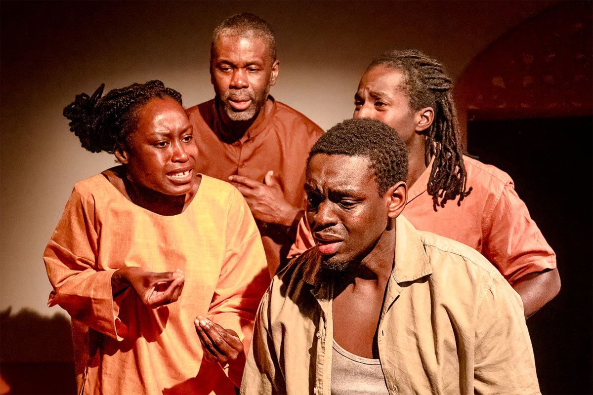 The cast of Little Brother at Jermyn Street Theatre. Photo by Steve Gregson