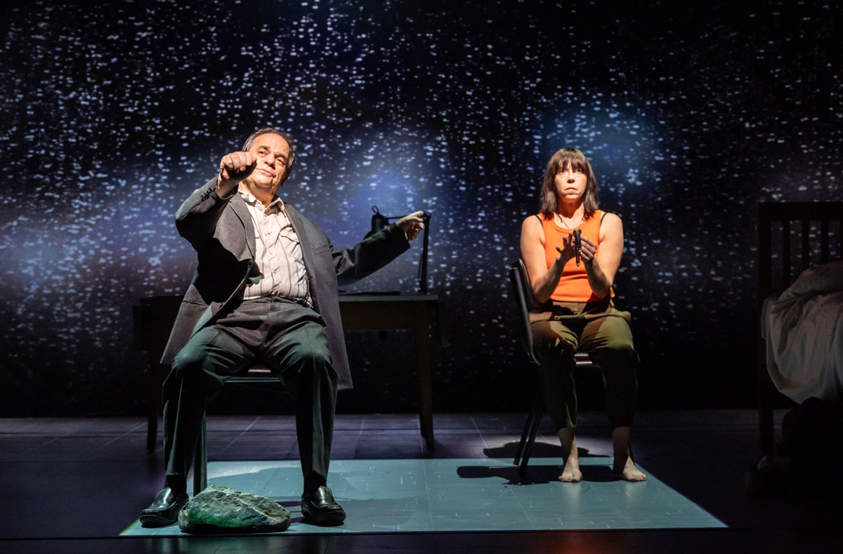 Kostas Philippoglou and Eileen Walsh in Mnemonic at the National Theatre (c) Johan Persson