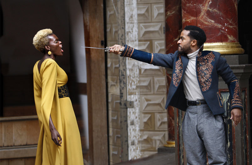 Sheila Atim as Emilia and André Holland as Othello. Photo Simon Annand