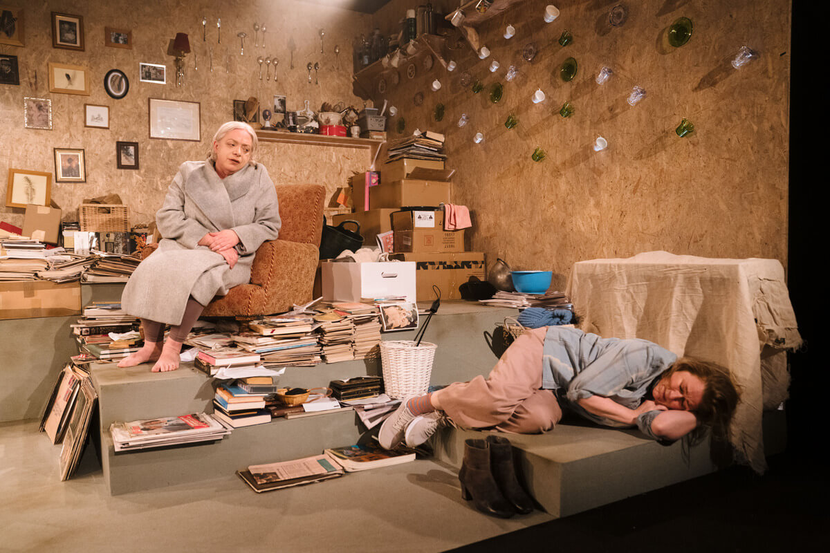 Holly Atkins as Veda and Rosie Cavaliero as Bea in Personal Values. Credit Helen Murray