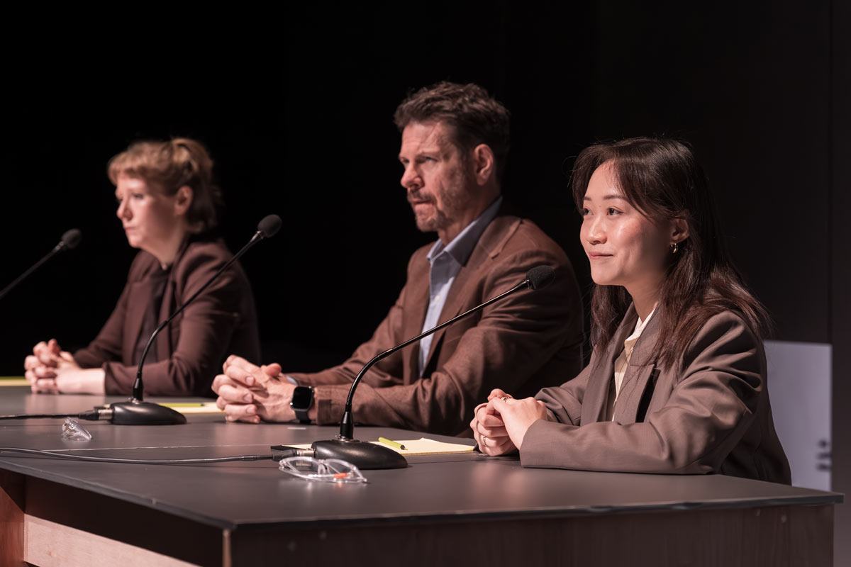 Letty Thomas (Willa), Lloyd Owen (Paul), Millicent Wong (May) in ROI. Credit Marc Brenner