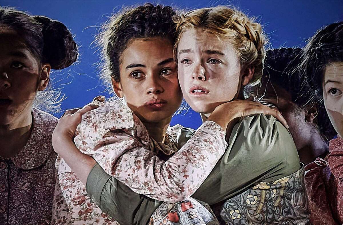 Nia Towle and Milly Alcock in THE CRUCIBLE at the Giegud Theatre.Photo Brinkhoff Moegenburg