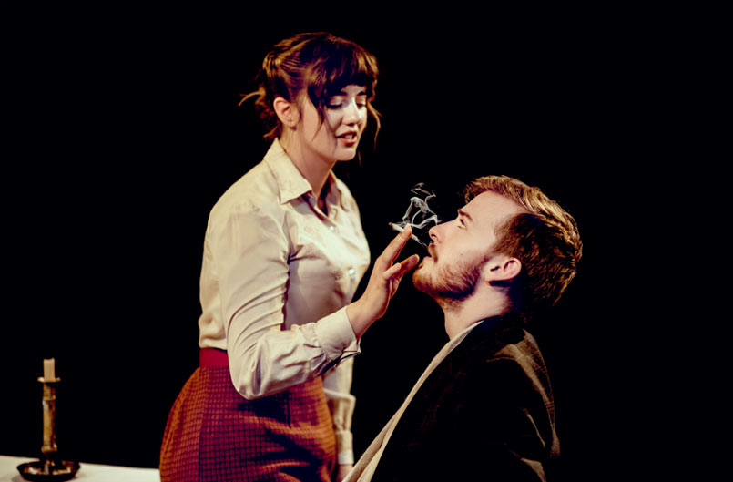 Ellie Nunn (Minnie Gascoyne) and Matthew Biddulph (Joe Gascoyne) in The Daughter-in-Law at the Arcola Theatre. Photography Idil Sukan