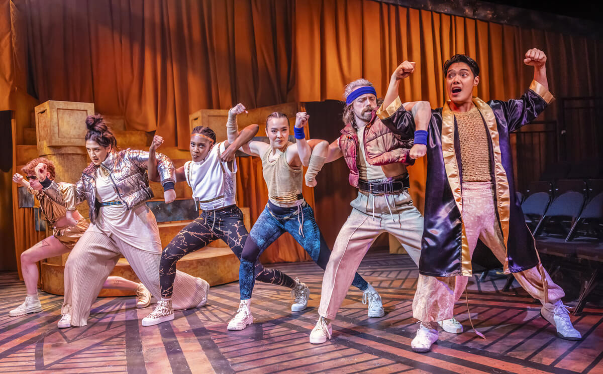 The cast of The Frogs at Southwark Playhouse. Photo Pamela Raith