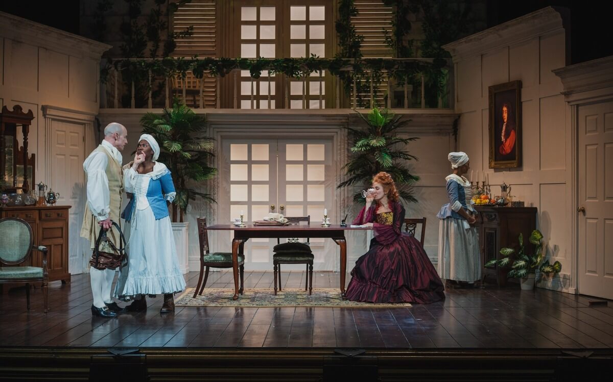 The cast of The Women of Llanrumney at Theatre Royal Stratford East. Photo credit Chuko Cribb