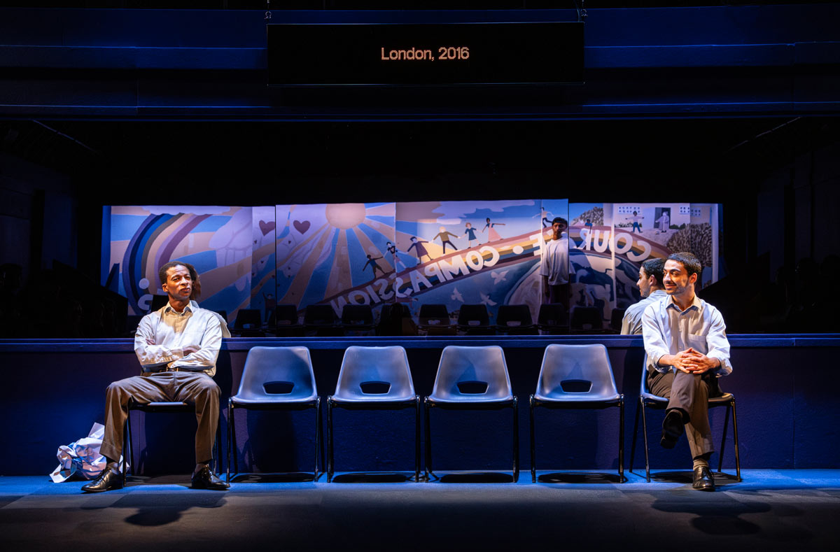 Simon Manyonda and Issam Al Ghussain in Word-Play at the Royal Court Jerwood Theatre Upstairs. Photo Johan Persson