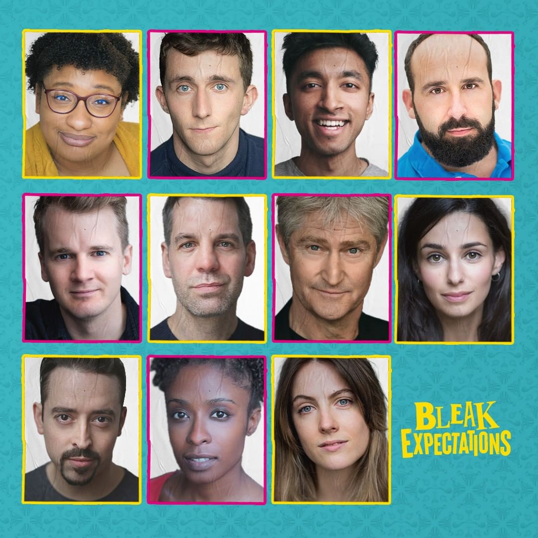 The full ensemble cast of Bleak Expectations