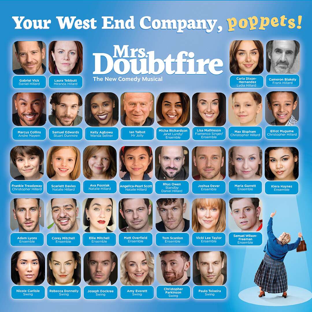 The full West End cast of Mrs Doubtfire